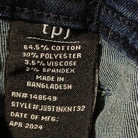 TPJ The Perfect Jean Men 32x32 Slim Fit Dark Blue Wash Stretch Denim Work Casual - Picture 8 of 9